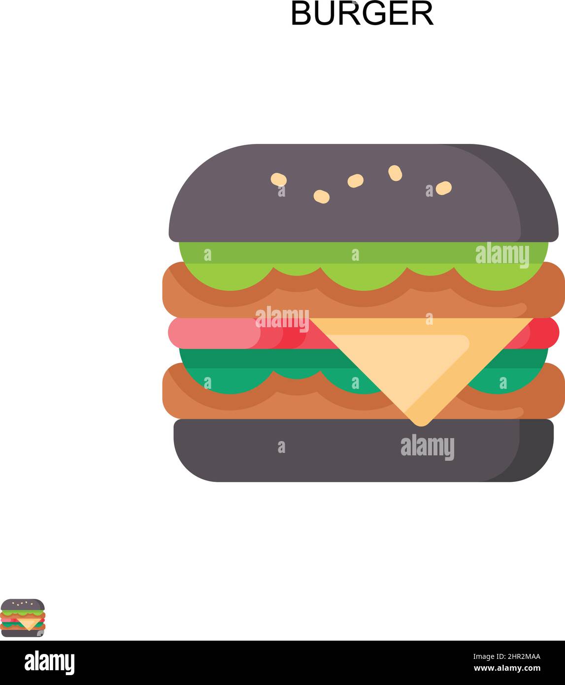 Icône de vecteur simple Burger.Modèle de conception de symbole d'illustration pour élément d'interface utilisateur Web mobile. Illustration de Vecteur