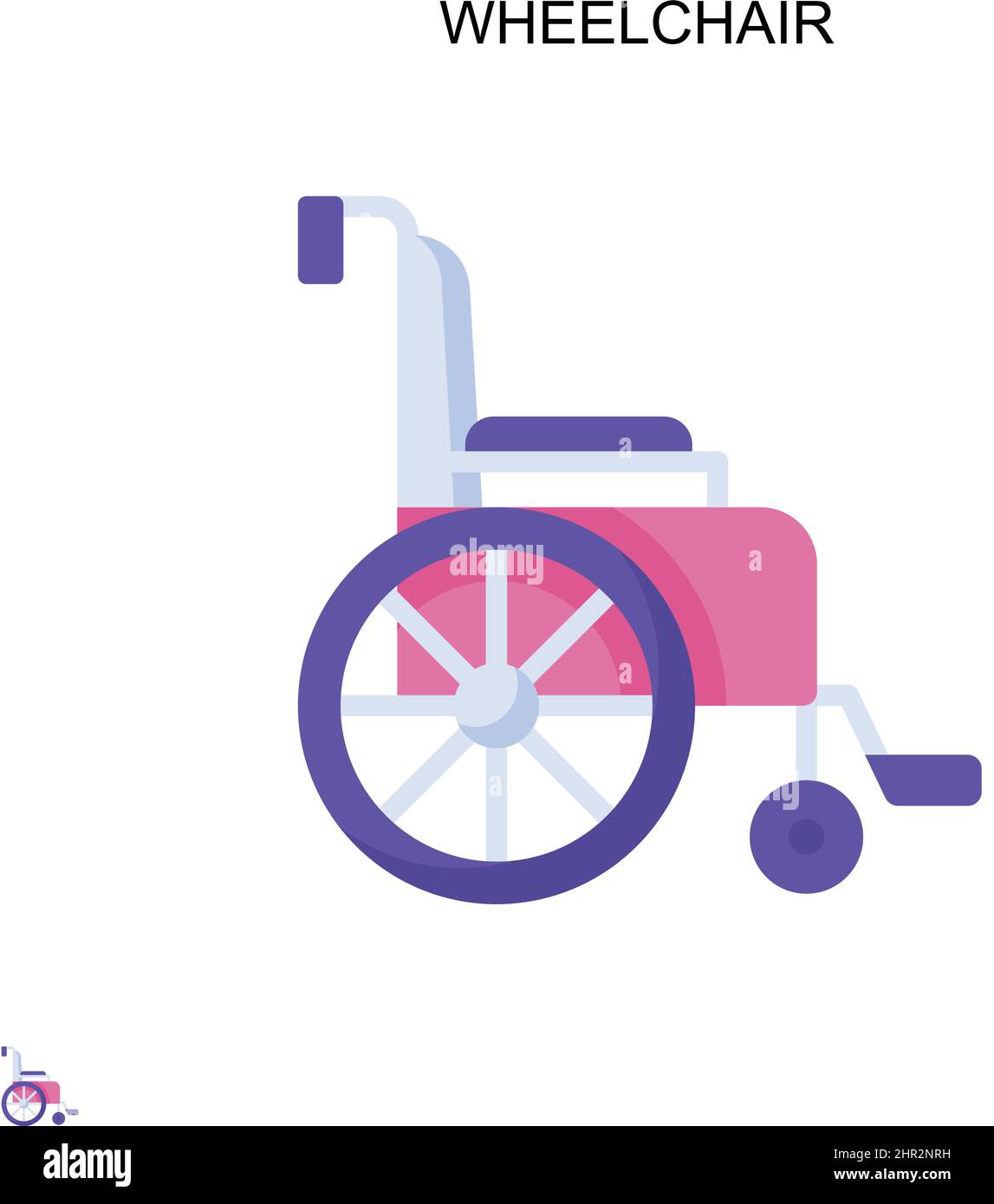 Icône de vecteur simple pour fauteuil roulant.Modèle de conception de symbole d'illustration pour élément d'interface utilisateur Web mobile. Illustration de Vecteur