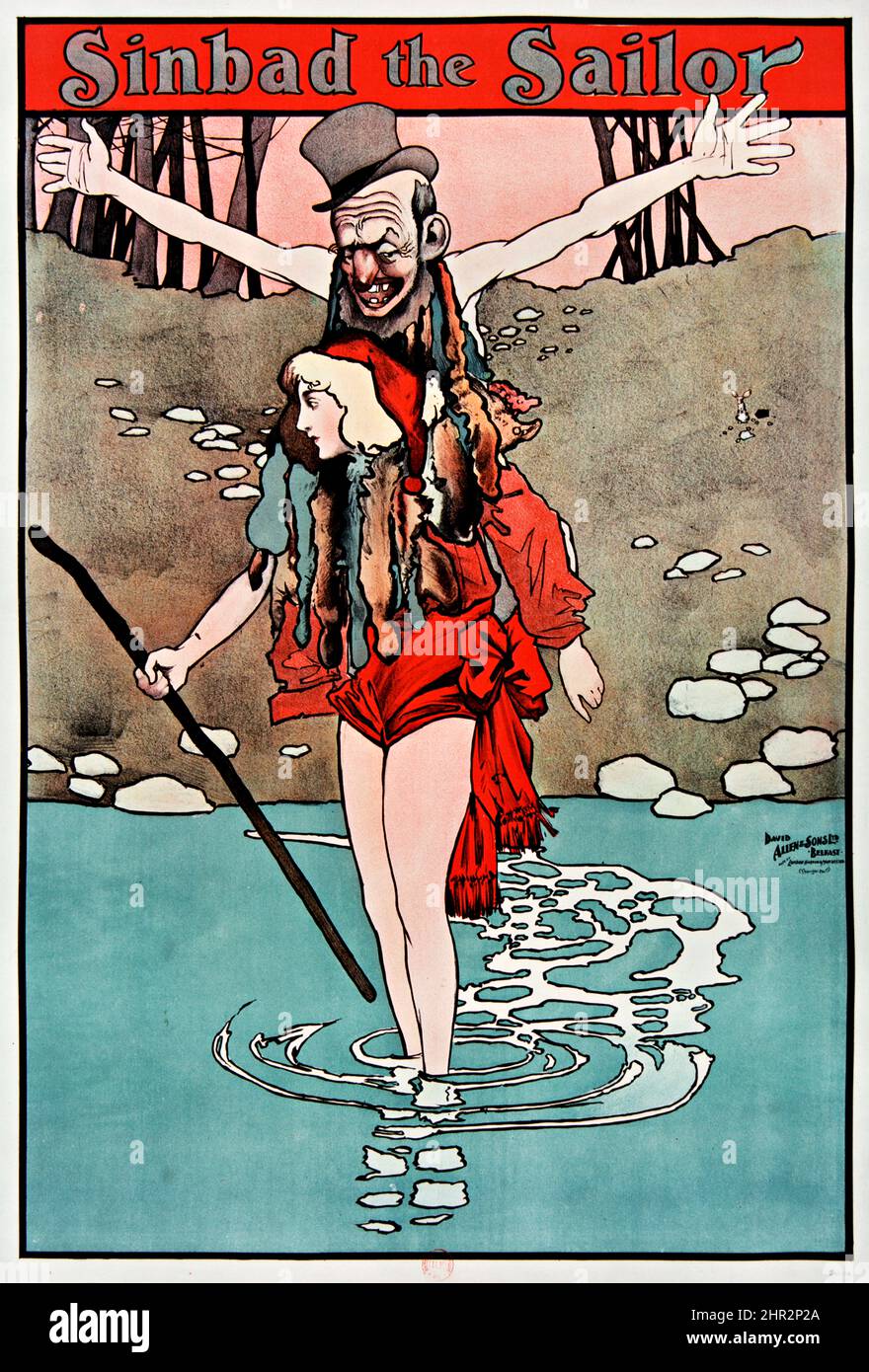 Sinbad le Sailor, 1895. Affiche publicitaire vintage. Belfast.haute résolution. Banque D'Images