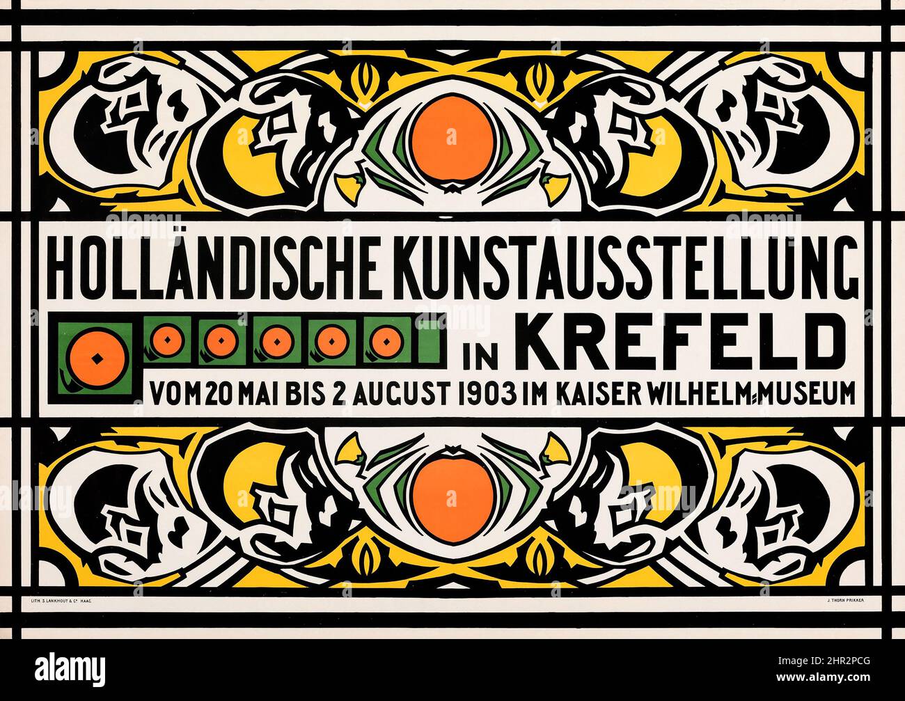 Exposition d'art néerlandais (Krefeld Kaiser Wilhelm Museum, 1903). Affiche de l'exposition allemande. Style Art nouveau. Banque D'Images
