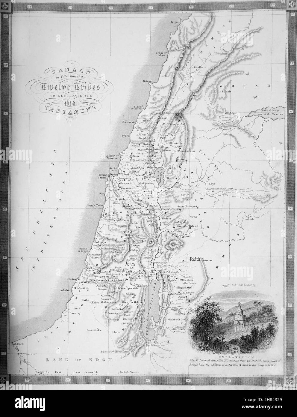 Carte des douze tribus de Canaan de l'ancien Testament Banque D'Images