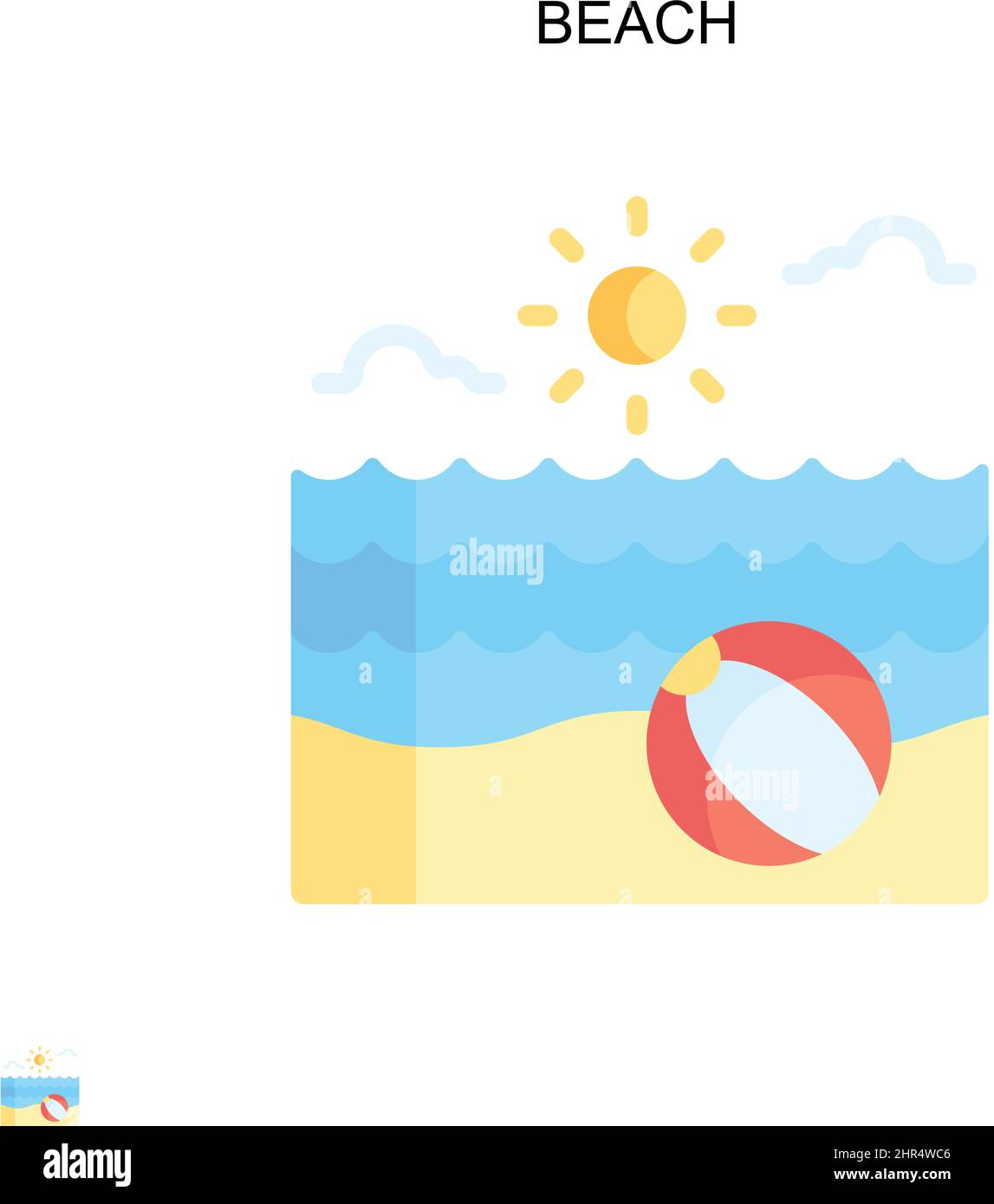 Icône de vecteur simple de plage.Modèle de conception de symbole d'illustration pour élément d'interface utilisateur Web mobile. Illustration de Vecteur