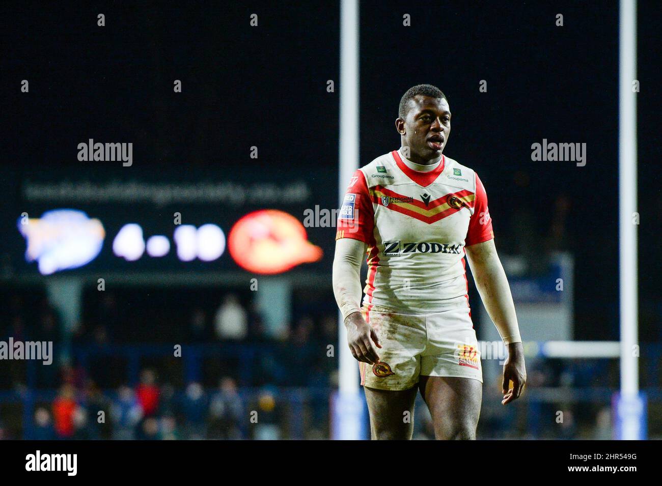 Leeds, Angleterre - 24 février 2022 - Jordan Dezaria of Catalan Dragons pendant la ligue de rugby Betfred Super League Round 2 Leeds Rhinos vs Catalan Dragons au stade Headingley, Leeds, Royaume-Uni Dean Williams Banque D'Images