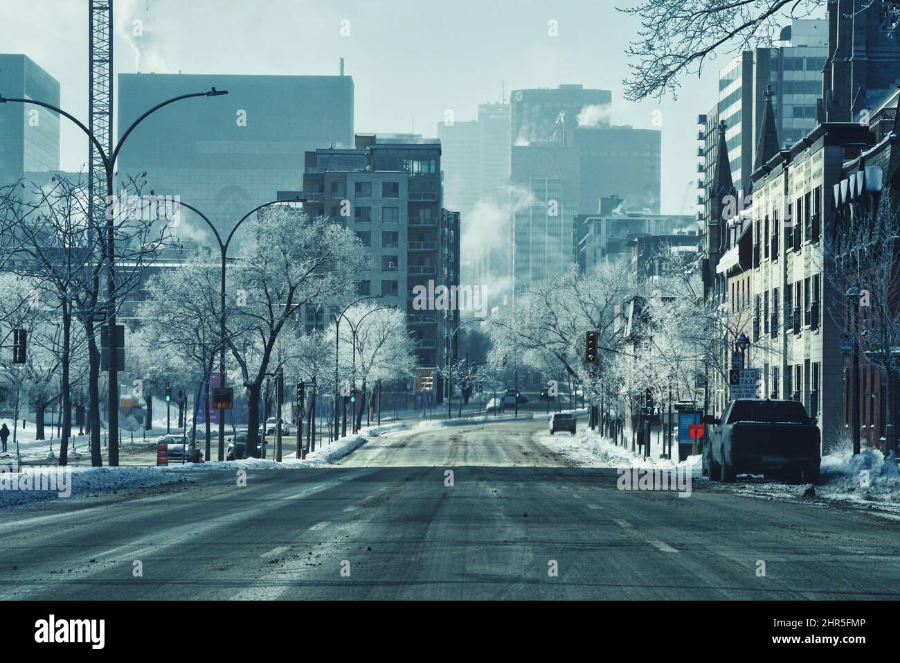 Ville de Montréal pendant une série froide. Banque D'Images