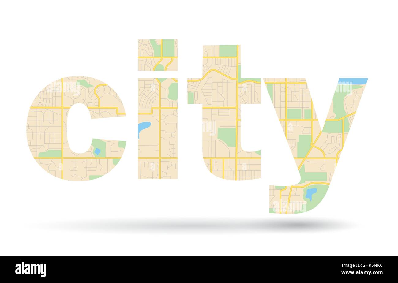 Ville Word avec schéma de rues - carte vectorielle Illustration de Vecteur