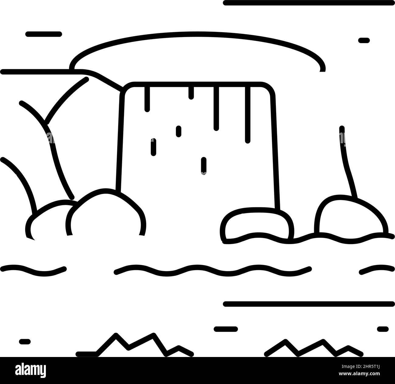 illustration vectorielle de l'icône de ligne des caractéristiques d'eau Illustration de Vecteur