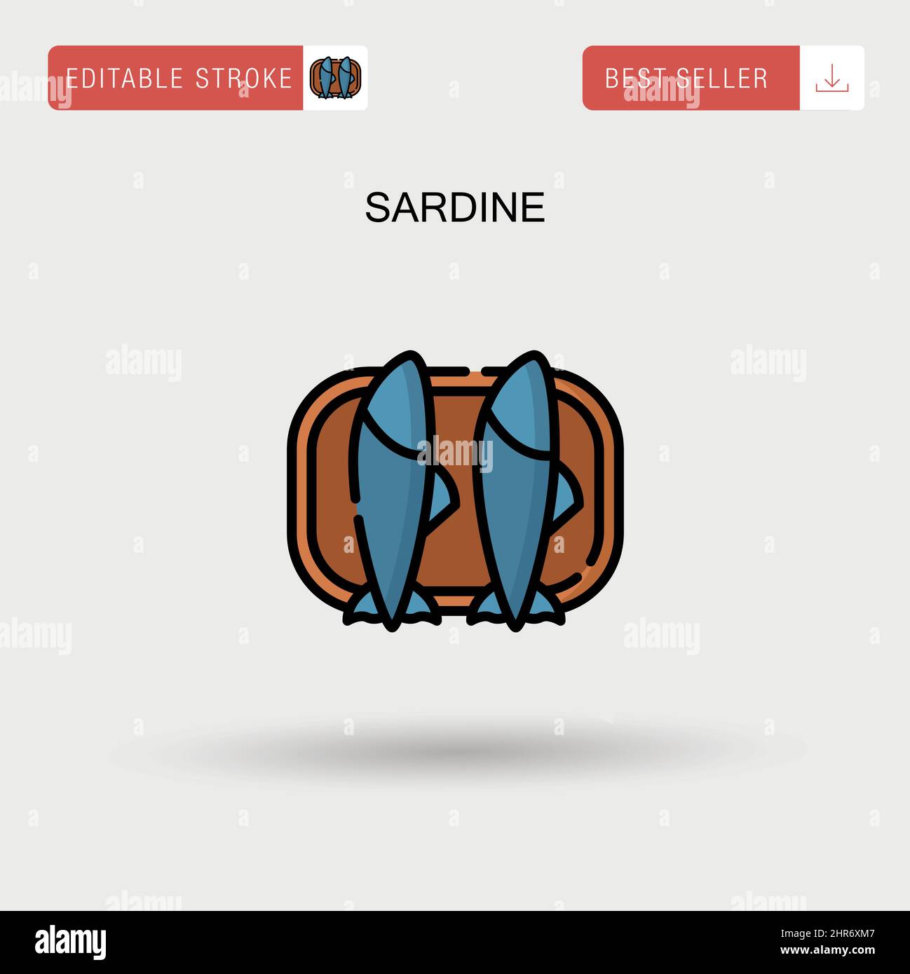 Icône de vecteur simple sardine. Illustration de Vecteur