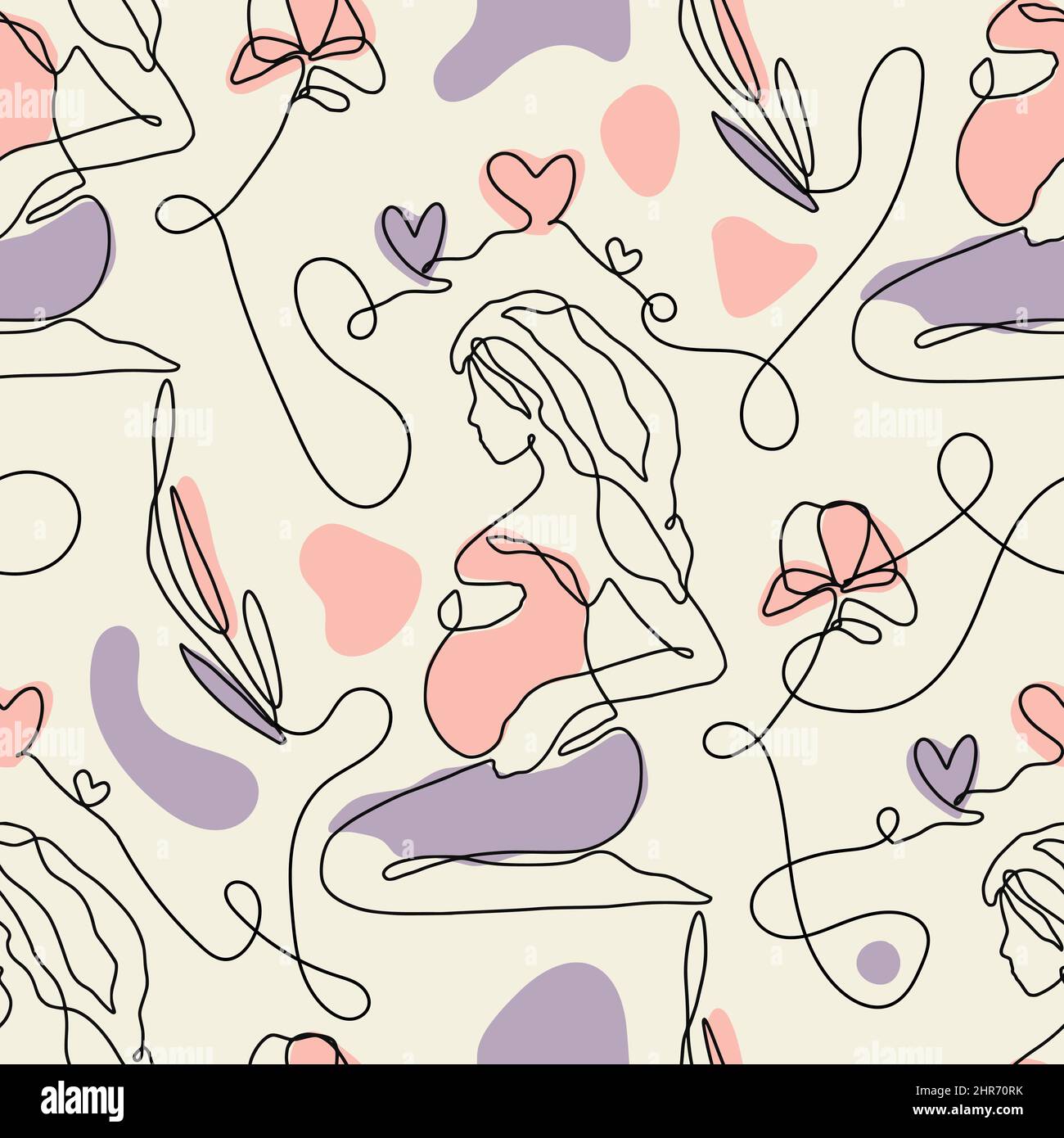 Femme enceinte sans couture élégant une ligne beige sans coutures Illustration de Vecteur