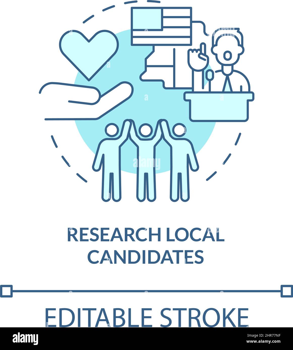 Recherchez l'icône du concept turquoise des candidats locaux Illustration de Vecteur