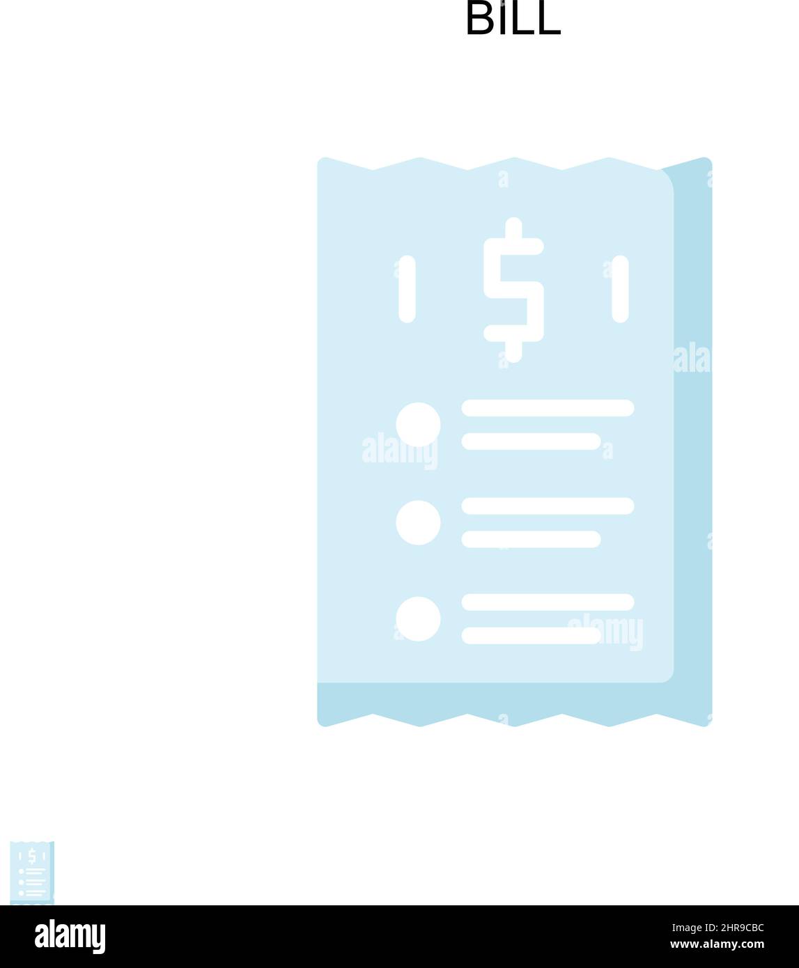 Icône de vecteur simple Bill.Modèle de conception de symbole d'illustration pour élément d'interface utilisateur Web mobile. Illustration de Vecteur