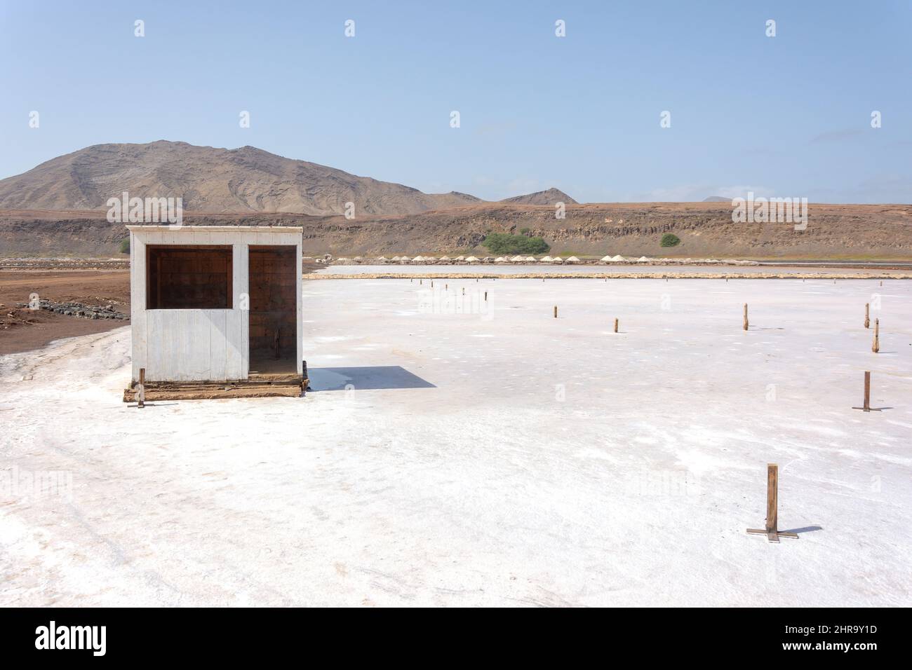 Marmites de sel dans le lac cratère, Pedra de Lume, Sal (IIha do Sal), República de Cabo (Cap-Vert) Banque D'Images