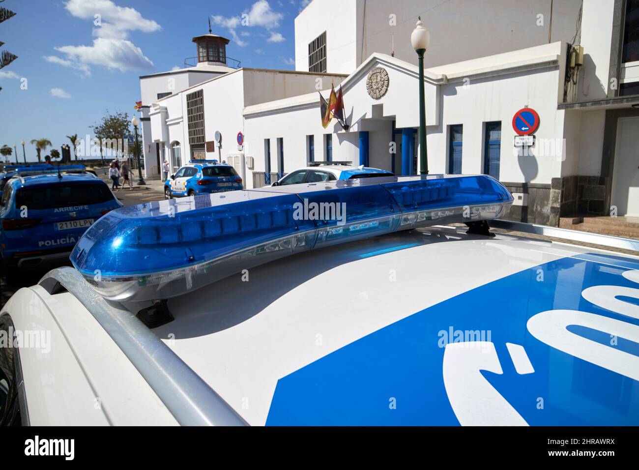 policia local canarias véhicule de patrouille de police locale Lanzarote, îles Canaries, Espagne Banque D'Images