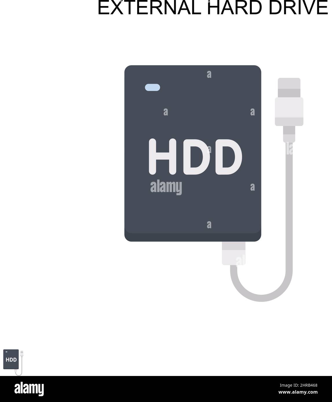Icône de vecteur simple du disque dur externe.Modèle de conception de symbole d'illustration pour élément d'interface utilisateur Web mobile. Illustration de Vecteur
