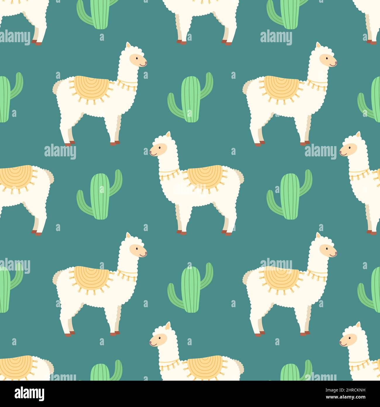 Motif sans couture avec lamas et cactus, illustration vectorielle Illustration de Vecteur