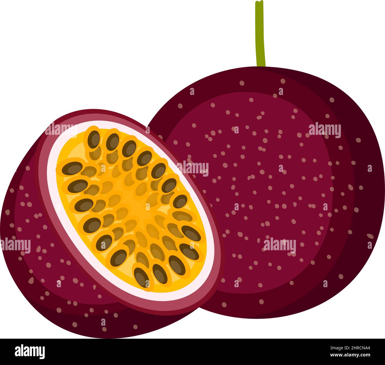 Fruit de la passion, fruit entier et moitié, illustration vectorielle Illustration de Vecteur
