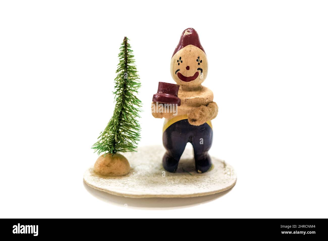 Vintage Old Wooden Clown Christmas chenille tuyau nettoyeurs porte-bougie décoratif Banque D'Images