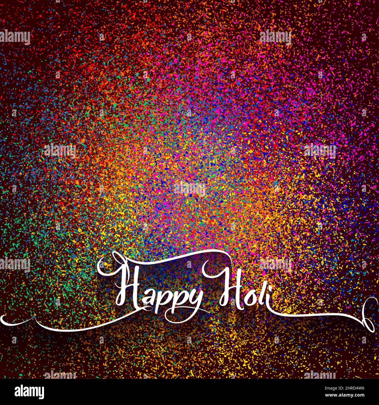 Happy Holi Indian Festival Banner, gulaal coloré, couleur poudre, carte de fête avec motif d'explosion coloré et cristaux sur papier multimoteurs Illustration de Vecteur