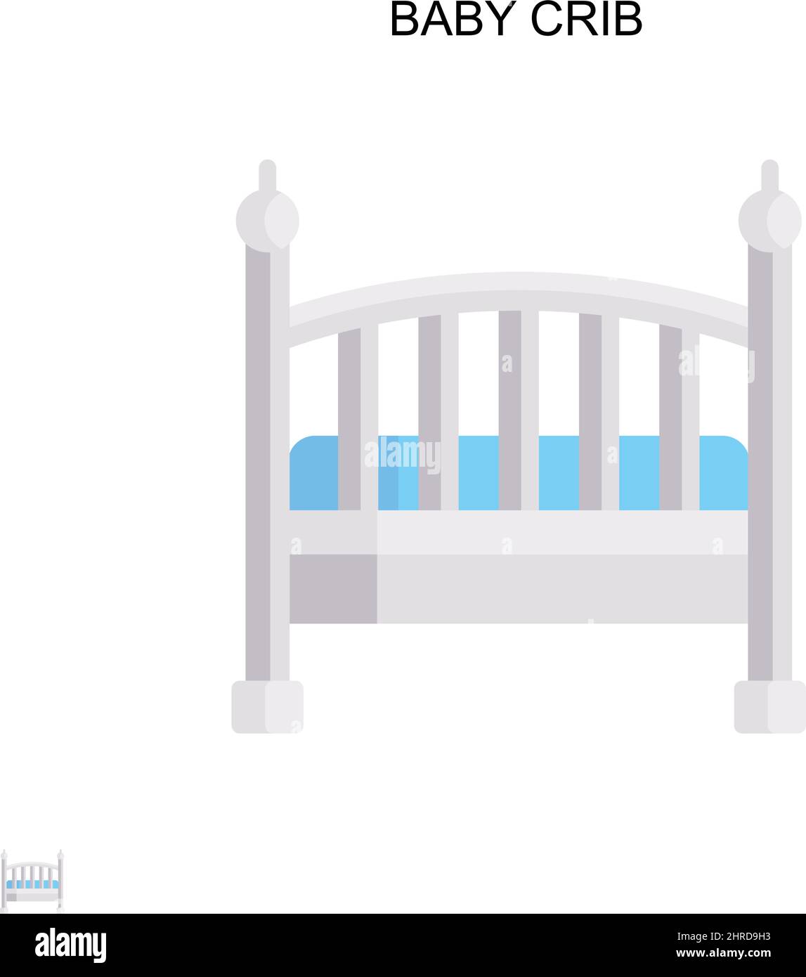 Icône vecteur simple de berceau de bébé. Modèle de conception de symbole d'illustration pour élément d'interface utilisateur Web mobile. Illustration de Vecteur