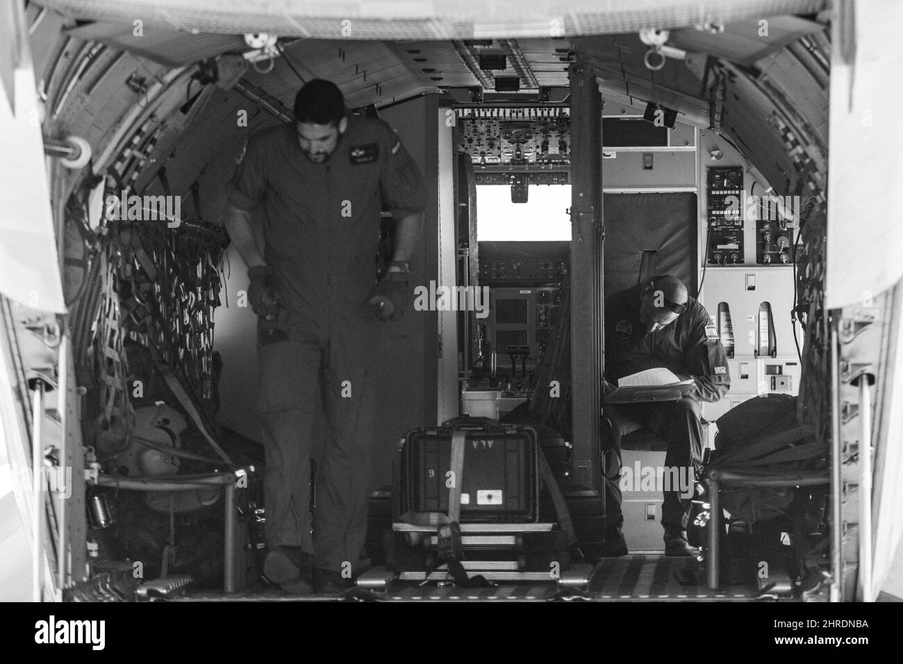 Intérieur d'un avion de l'armée espagnole dans la base - Casa C-295 Banque D'Images