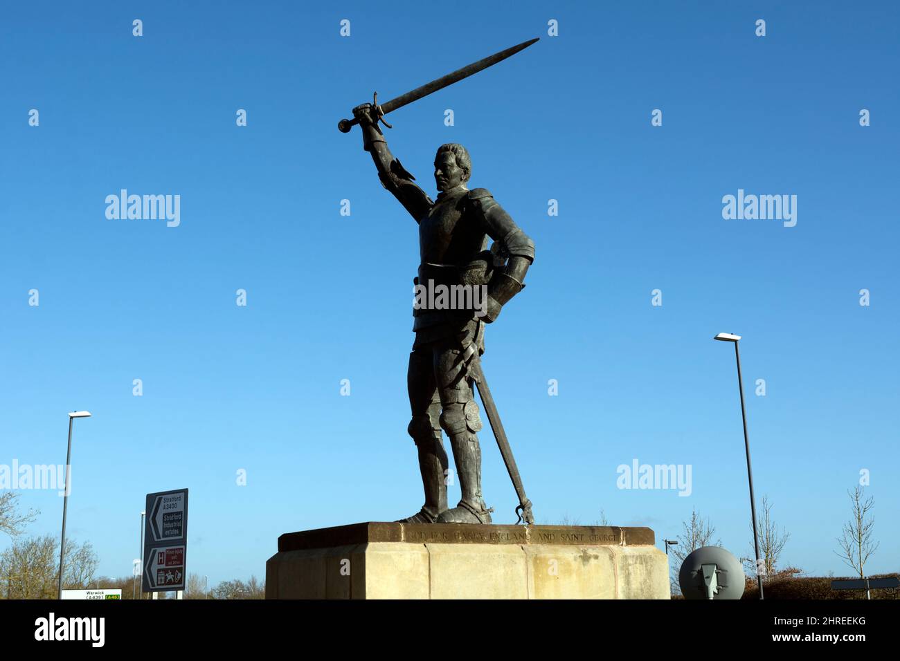 Statue de Henry V, Stratford-upon-Avon, Warwickshire, Angleterre, Royaume-Uni Banque D'Images