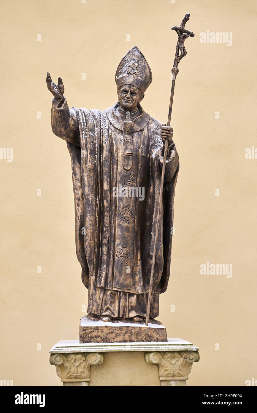 Sculpture du pape Saint Jan Pawel la seconde près de la chapelle du crâne Banque D'Images