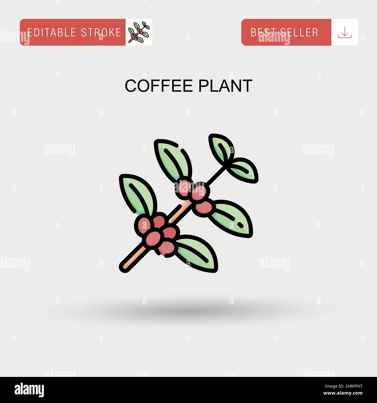 Icône vecteur simple de la plante du café. Illustration de Vecteur