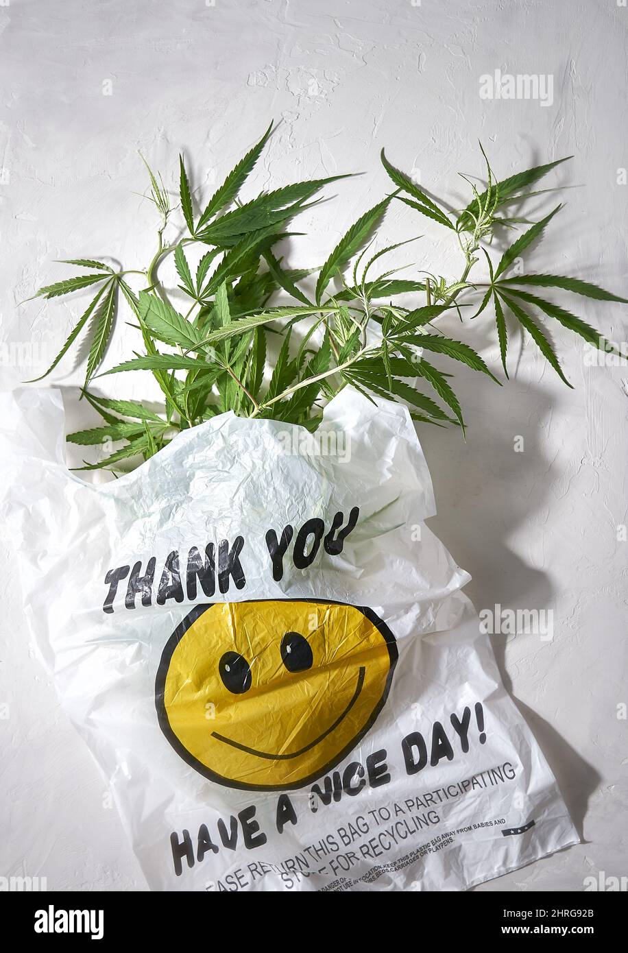 Sac de chanvre avec une belle inscription Banque D'Images