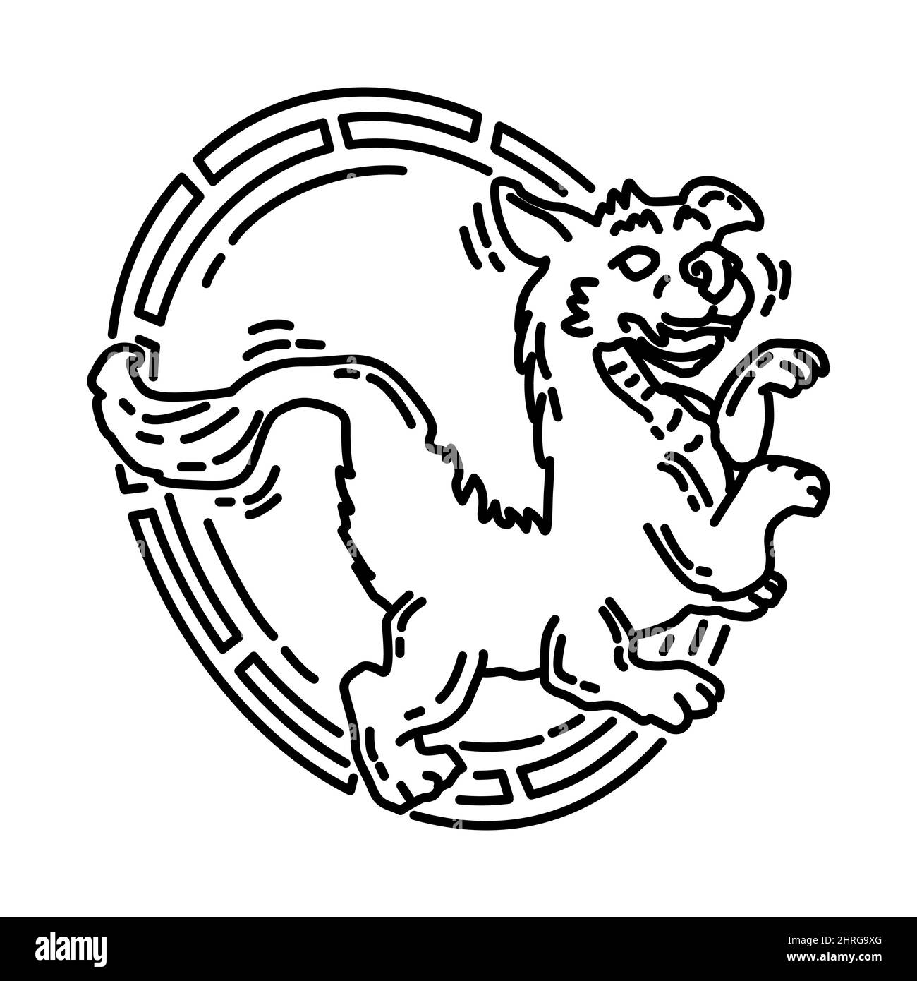 Dragon Feng Shui Symbol fait partie des accessoires chinois du nouvel an et des symboles Feng Shui ensemble d'icônes dessinées à la main Vector. Illustration de Vecteur