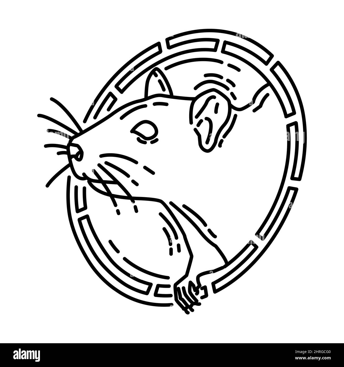 Symbole rat fait partie de la nouvelle année chinoise Accessoires et symboles jeu d'icônes dessinées à la main Vector. Illustration de Vecteur