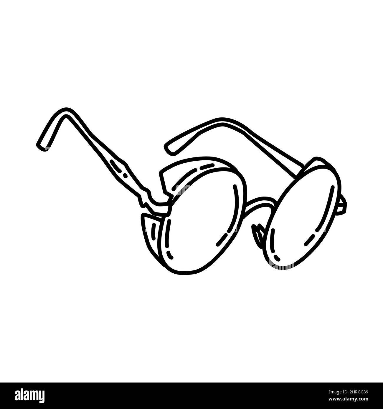 Lunettes de soleil traditionnelles chinoises pour hommes partie de la nouvelle année chinoise costume traditionnel et décoration ensemble d'icônes dessinées à la main Vector. Illustration de Vecteur