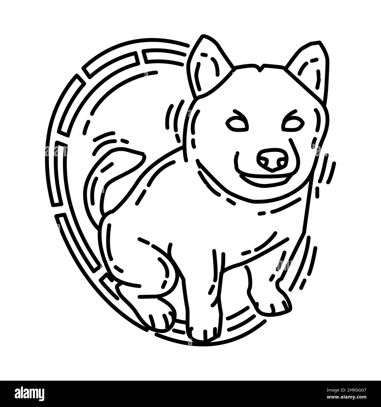 Symboles chien Feng Shui partie des accessoires chinois du nouvel an et symboles Feng Shui jeu d'icônes dessiné à la main Vector. Illustration de Vecteur