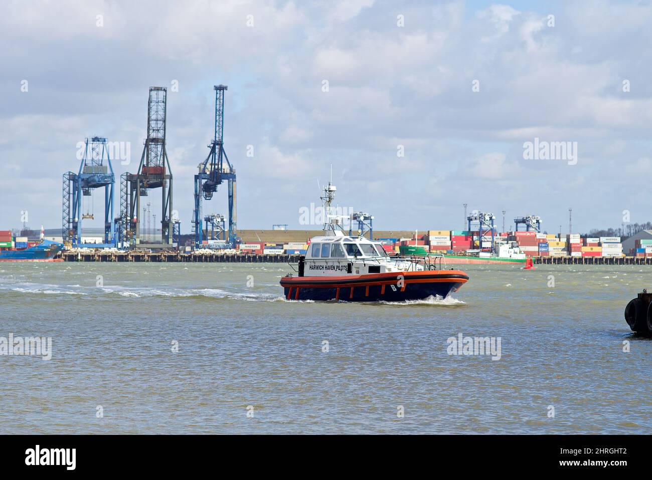 Harwich Haven Pilot à l'entrée de Harwich Haven. Banque D'Images