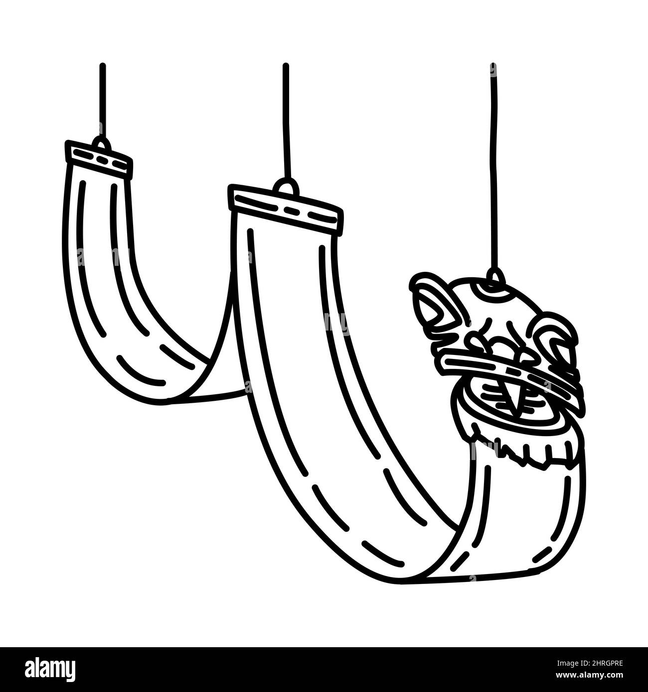 Décoration de plafond de dragon partie de la nouvelle année chinoise costume traditionnel et de décoration dessiné à la main ensemble d'icônes Vector. Illustration de Vecteur