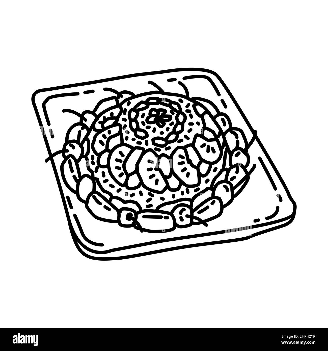 Huit Treasure Rice fait partie de la nouvelle année chinoise aliments traditionnels, fruits et boissons ensemble d'icônes dessinées à la main Vector. Illustration de Vecteur