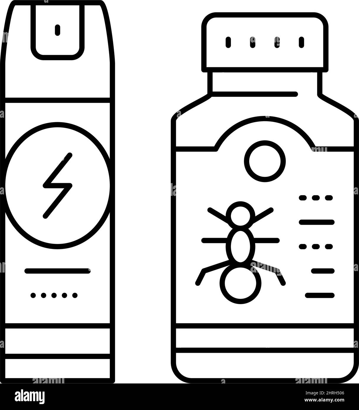 illustration vectorielle d'icône de pulvérisateur de liquide chimique insecticide et de ligne de bouteille Illustration de Vecteur
