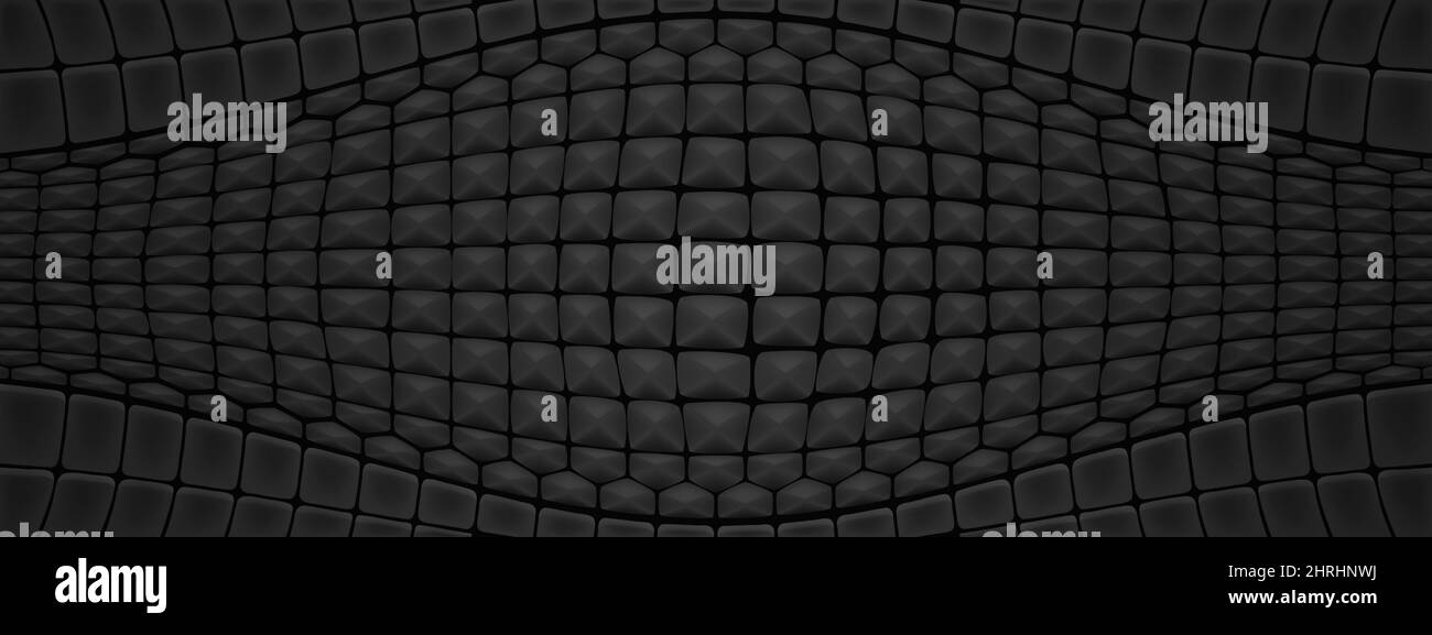 Texture de la peau de reptile noire. Arrière-plan avec motif serpent, crocodile ou cuir de lézard. Dessin animé vectoriel de luxe matériel de mode de peau d'alligator avec des échelles solides Illustration de Vecteur