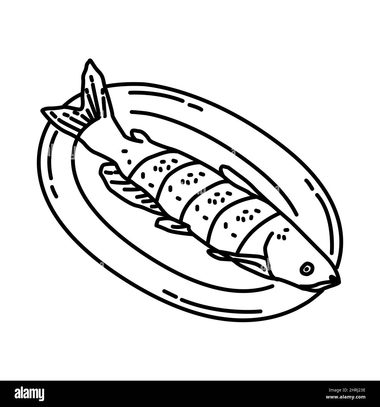 Poisson-chat du Sichuan fait partie de la nouvelle année chinoise aliments traditionnels, fruits et boissons ensemble d'icônes dessinées à la main Vector. Illustration de Vecteur