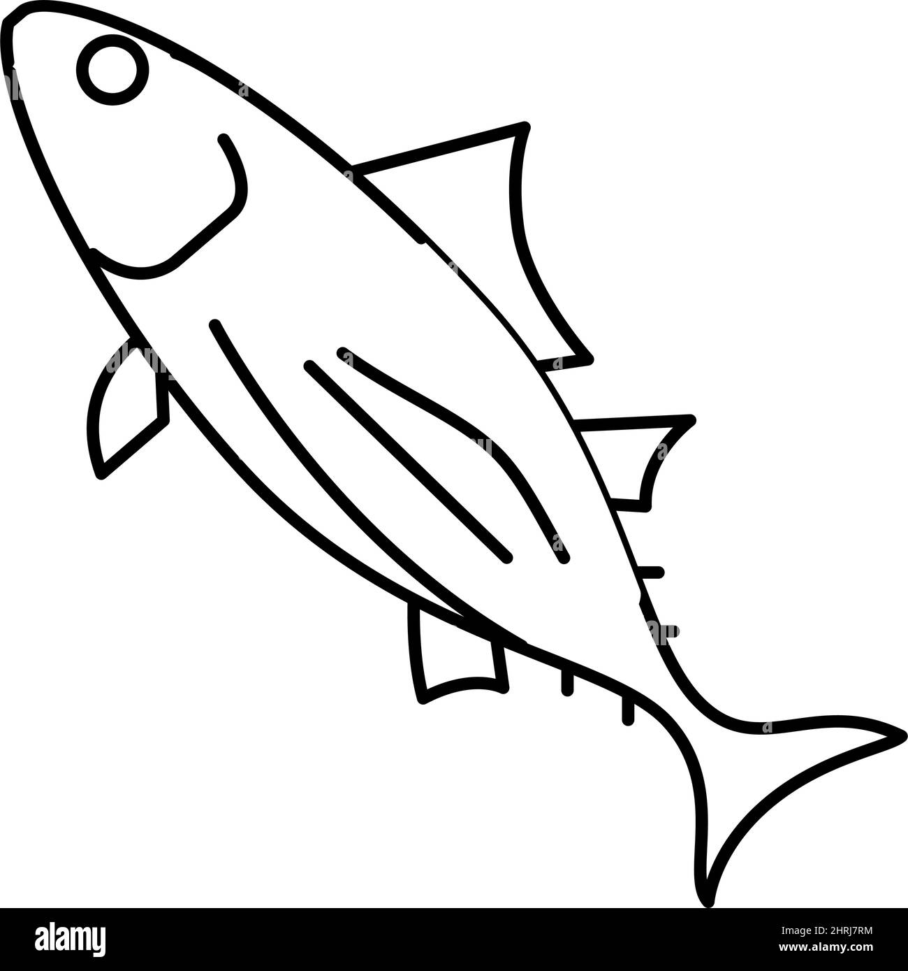 illustration vectorielle de l'icône de la ligne de thon de skippjack Illustration de Vecteur