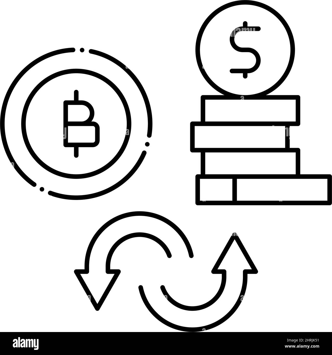 illustration du vecteur de l'icône de l'argent currancy à la ligne bitcoin Illustration de Vecteur