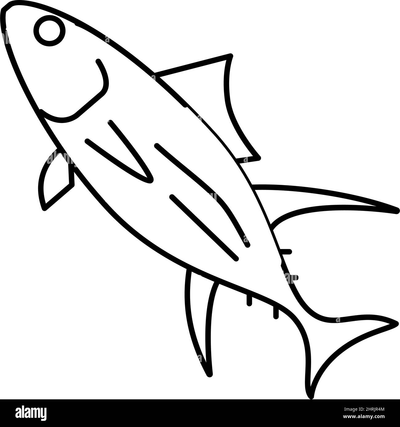 illustration vectorielle de l'icône de la ligne de thon jaune Illustration de Vecteur