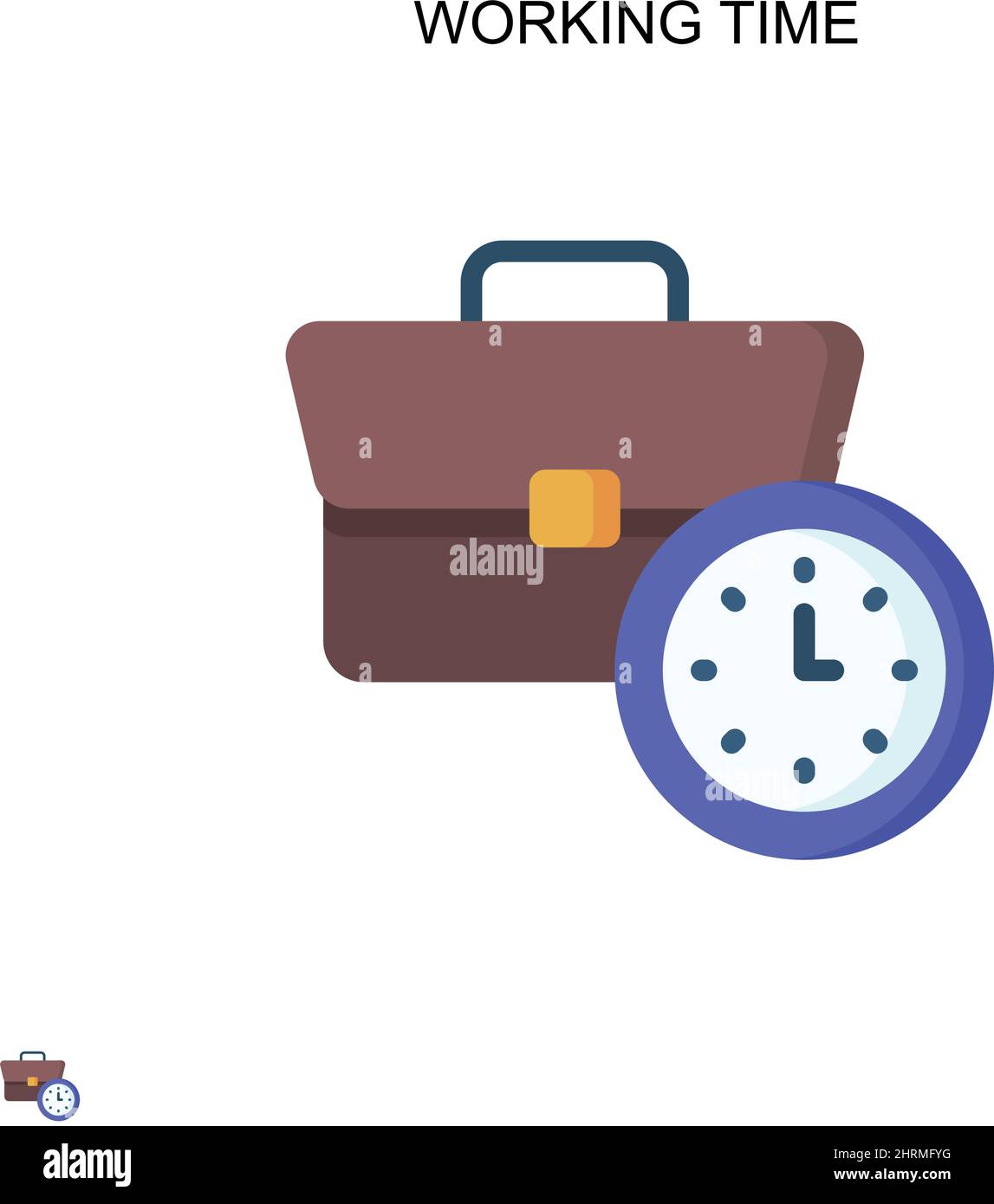 Icône de vecteur simple temps de travail. Modèle de conception de symbole d'illustration pour élément d'interface utilisateur Web mobile. Illustration de Vecteur