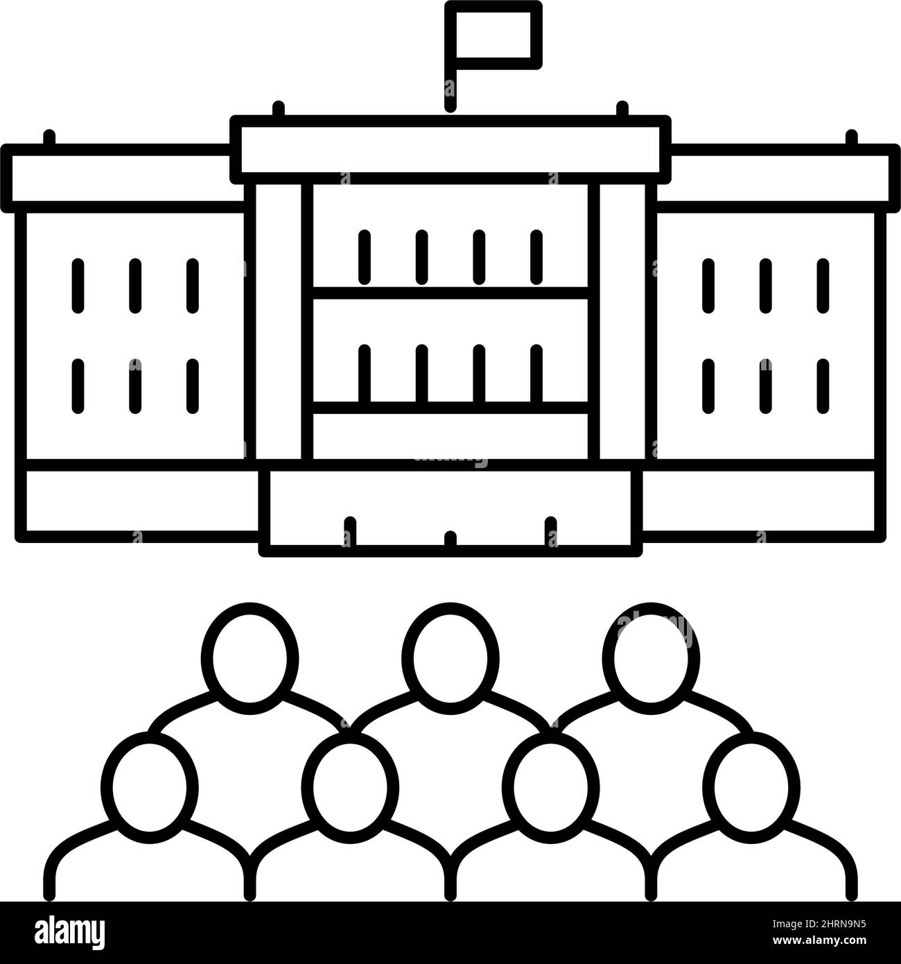 illustration vectorielle de l'icône de la ligne de construction du gouvernement Illustration de Vecteur