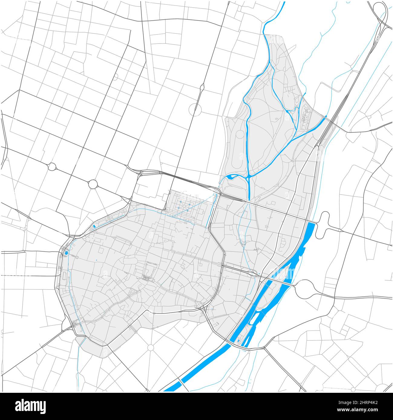 Altstadt-Lehel, München, DEUTSCHLAND, carte vectorielle haute précision avec frontières de la ville et chemins modifiables. Contours blancs pour les routes principales. Beaucoup plus petit chemin Illustration de Vecteur