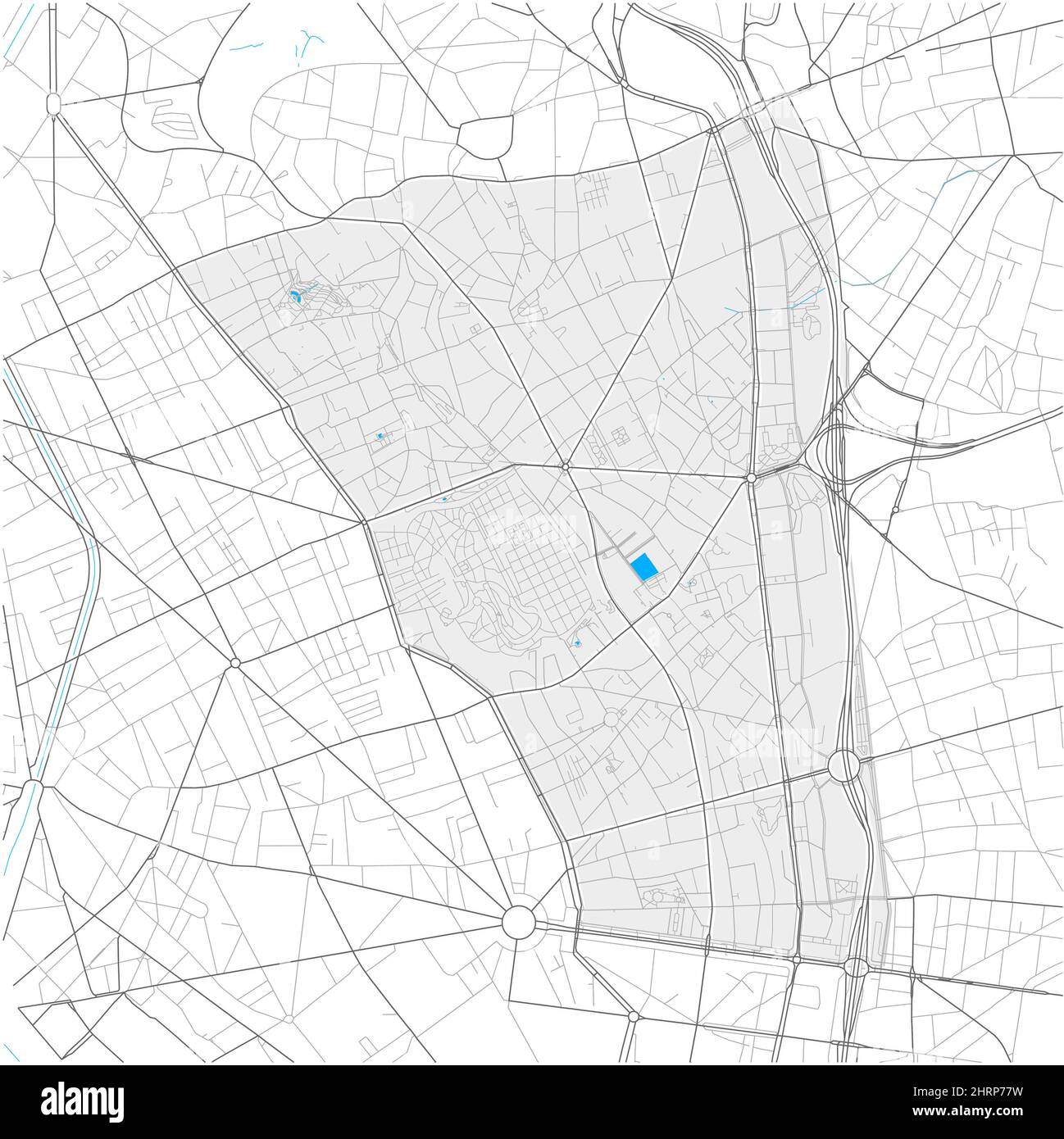 20th arrondissement, Paris, FRANCE, carte vectorielle haute précision avec limites de la ville et chemins modifiables. Contours blancs pour les routes principales. Beaucoup de chemins plus petits. Illustration de Vecteur