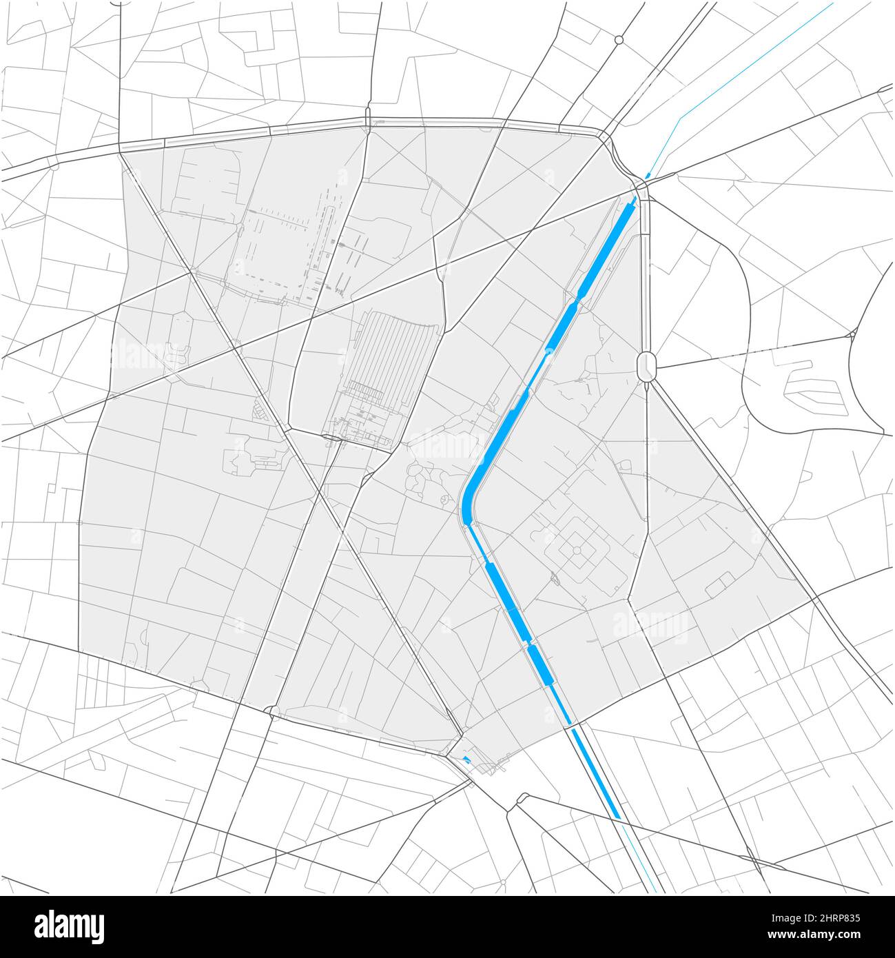 10th arrondissement, Paris, FRANCE, carte vectorielle haute précision avec limites de la ville et chemins modifiables. Contours blancs pour les routes principales. Beaucoup de chemins plus petits. Illustration de Vecteur