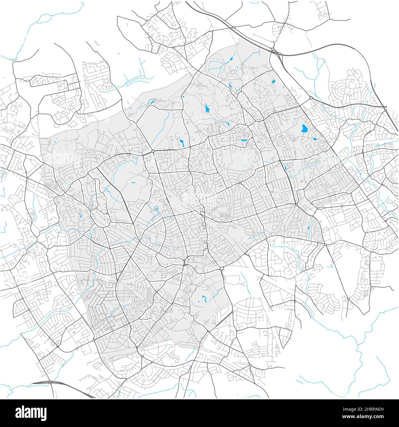 Harrow, Grand Londres, Royaume-Uni, carte vectorielle haute précision avec limites de ville et chemins modifiables. Contours blancs pour les routes principales. Beaucoup de PA plus petits Illustration de Vecteur