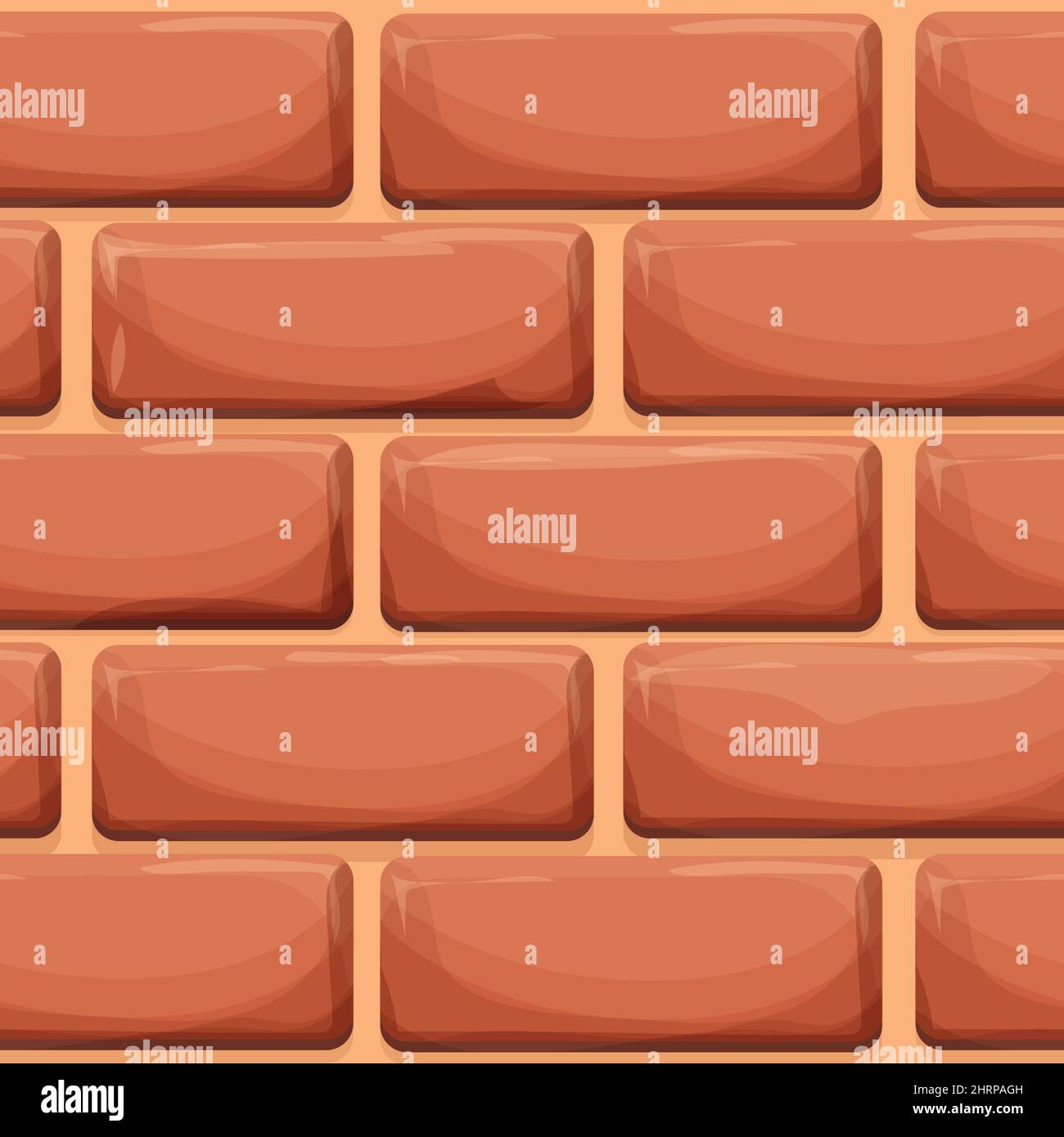 Mur de briques, briques de pierre, surface de roche en style de dessin animé, arrière-plan sans couture. Actif de jeu UI, chaussée ou route. Texturé et détaillé. Illustration vectorielle Illustration de Vecteur
