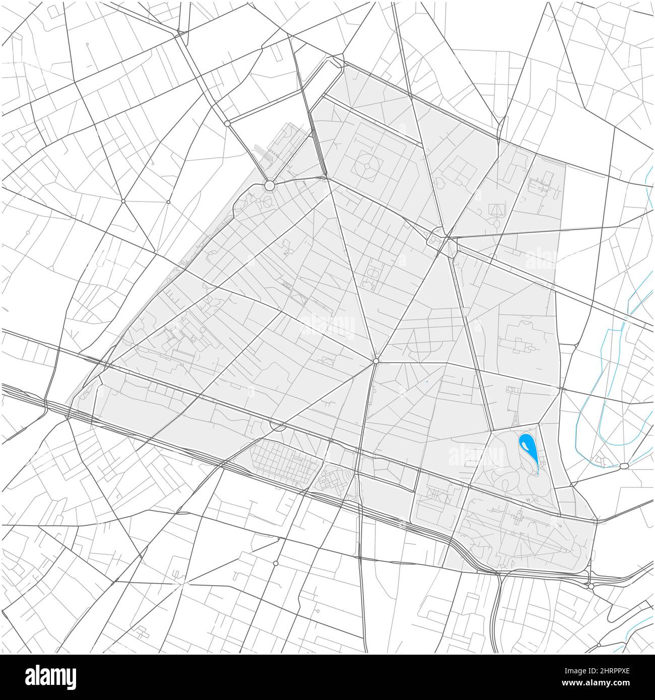 14th arrondissement, Paris, FRANCE, carte vectorielle haute précision avec limites de la ville et chemins modifiables. Contours blancs pour les routes principales. Beaucoup de chemins plus petits. Illustration de Vecteur
