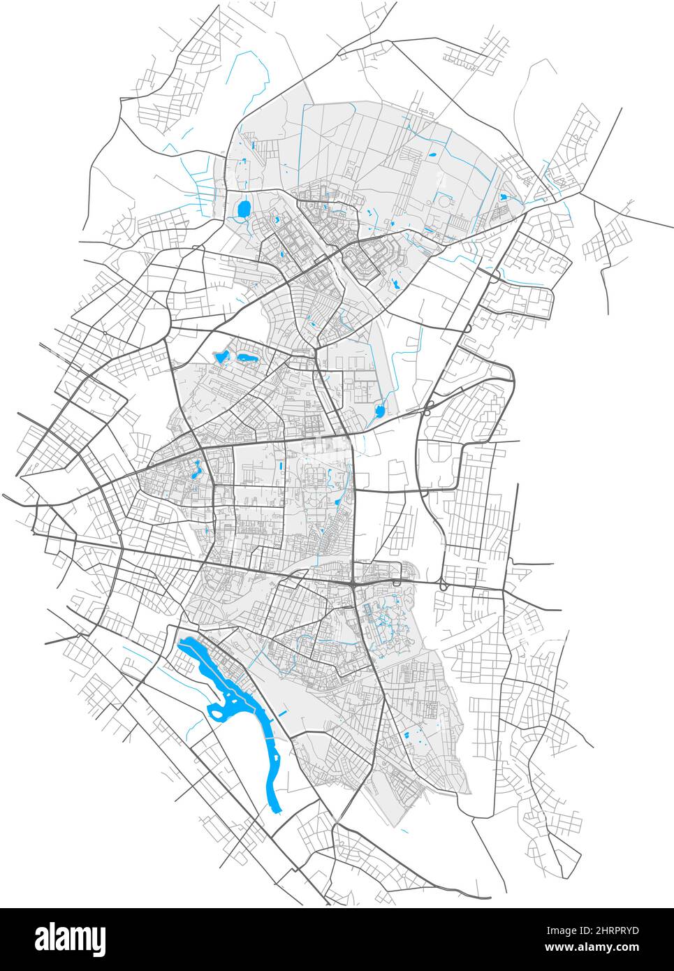 Lichtenberg, Berlin, ALLEMAGNE, carte vectorielle haute précision avec limites de la ville et chemins modifiables. Contours blancs pour les routes principales. Beaucoup de chemins plus petits. B Illustration de Vecteur