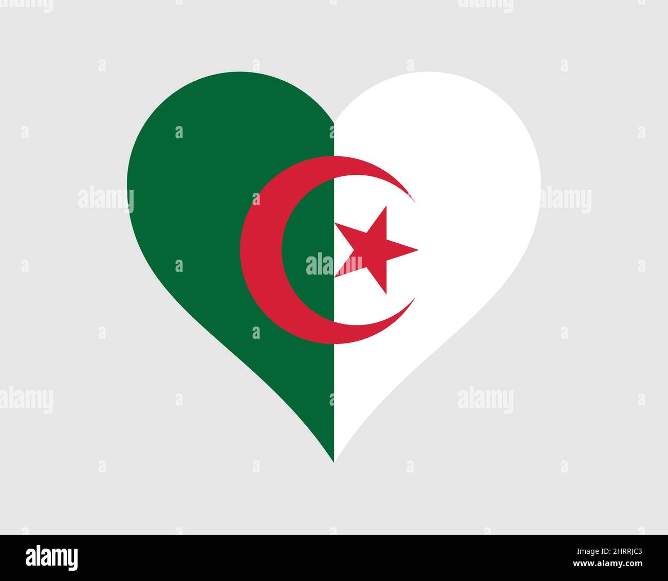 Algérie - drapeau cardiaque. Drapeau national de la nation de pays de forme d'amour algérienne. République algérienne démocratique et populaire bannière icône symbole symbole. Vecteur EPS Illustration de Vecteur